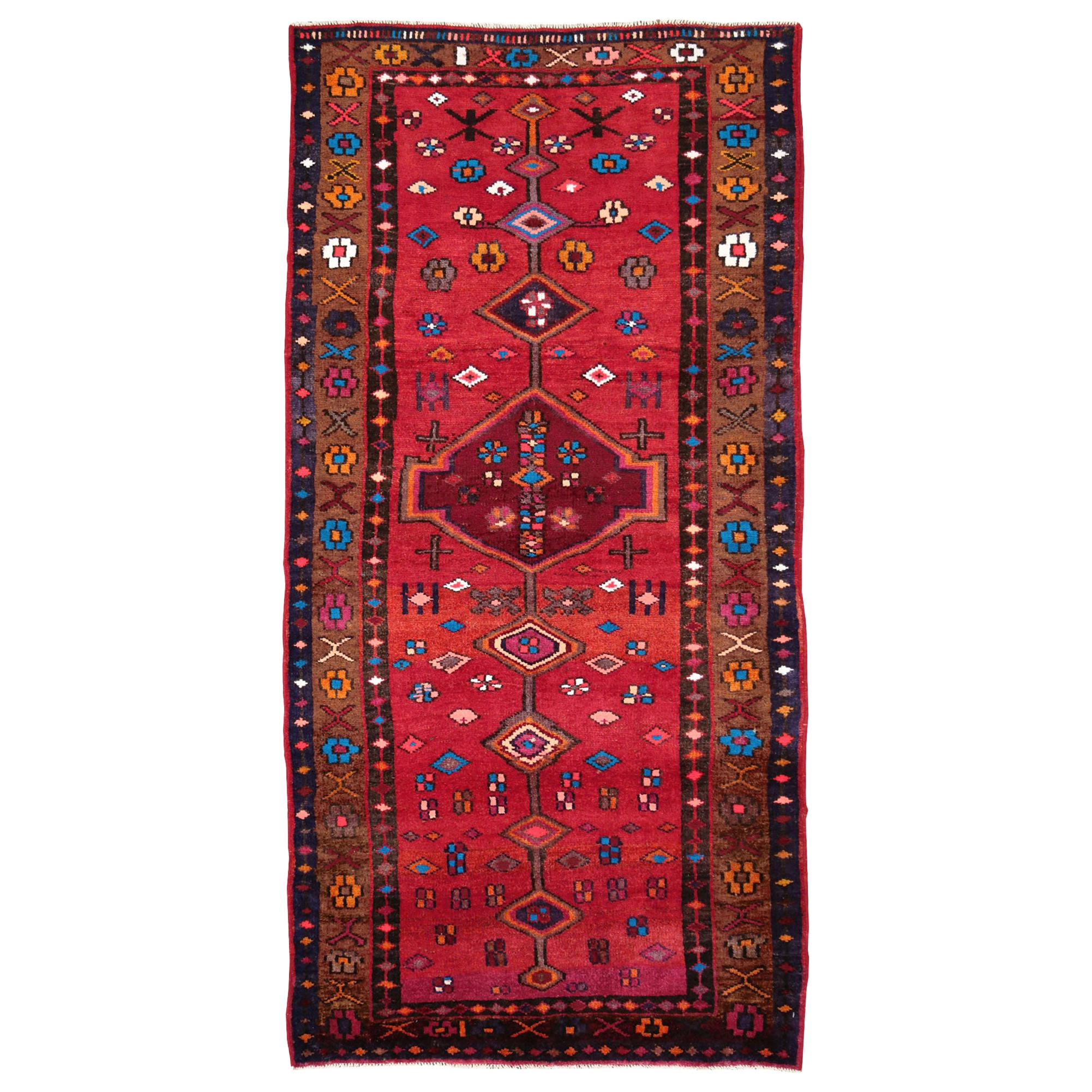 Mid-20th Century Handmade Persian Hamadan Accent Rug For Sale