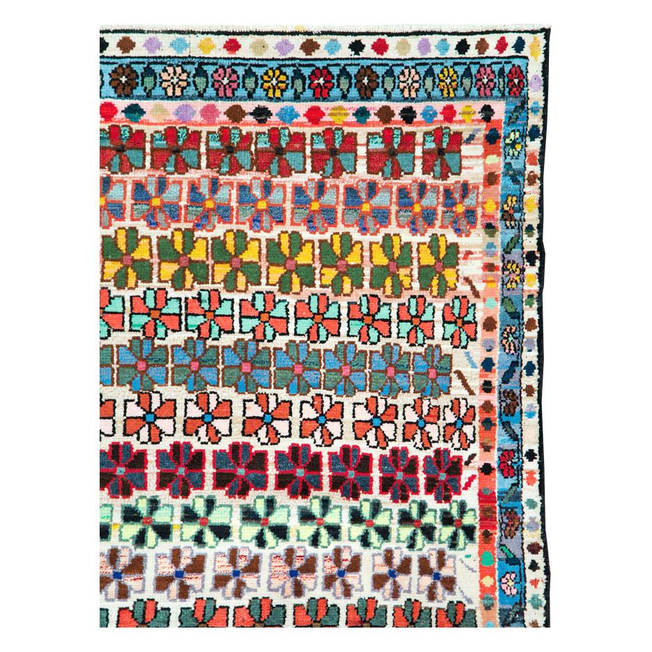 Modern Mid-20th Century Handmade Persian Hamadan Gallery Carpet For Sale