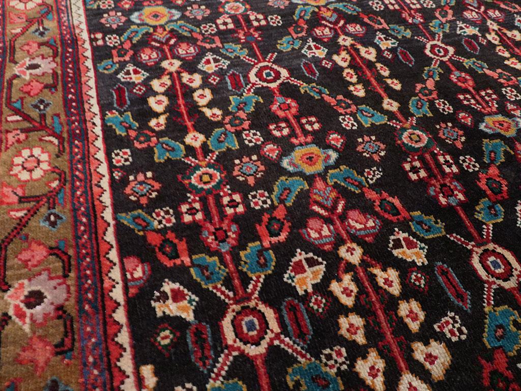 Hand-Knotted Mid-20th Century Handmade Persian Hamadan Gallery Carpet For Sale
