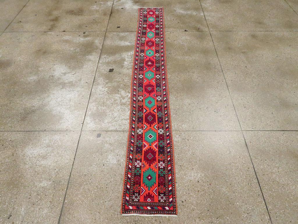 Hand-Knotted Mid-20th Century Handmade Persian Hamadan Runner For Sale