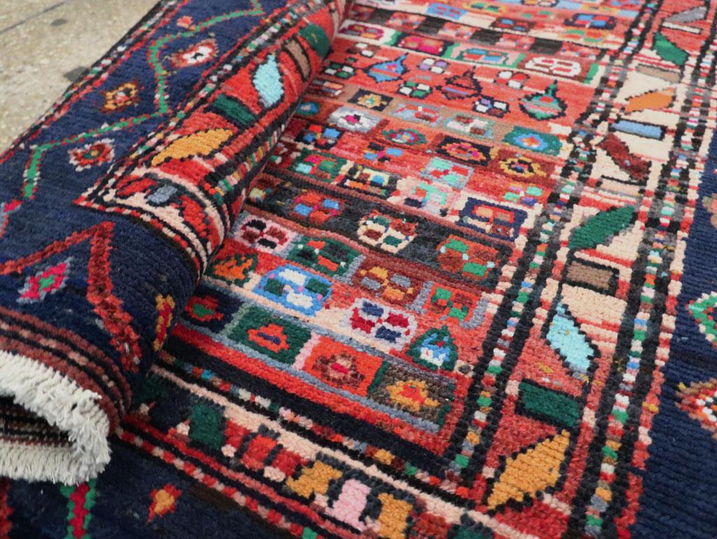 Wool Mid-20th Century Handmade Persian Hamadan Small Accent Rug For Sale
