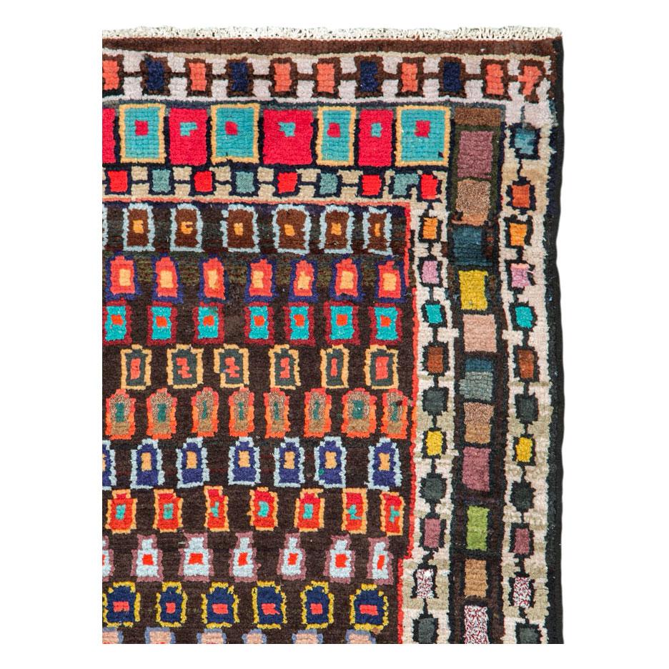 Hand-Knotted Mid-20th Century Handmade Persian Hamadan Small Runner For Sale