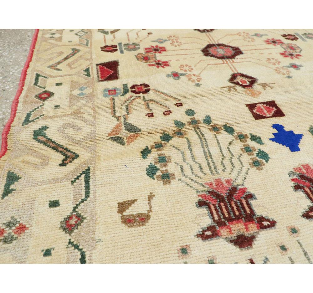 Wool Mid-20th Century Handmade Persian Hamadan Throw Rug For Sale