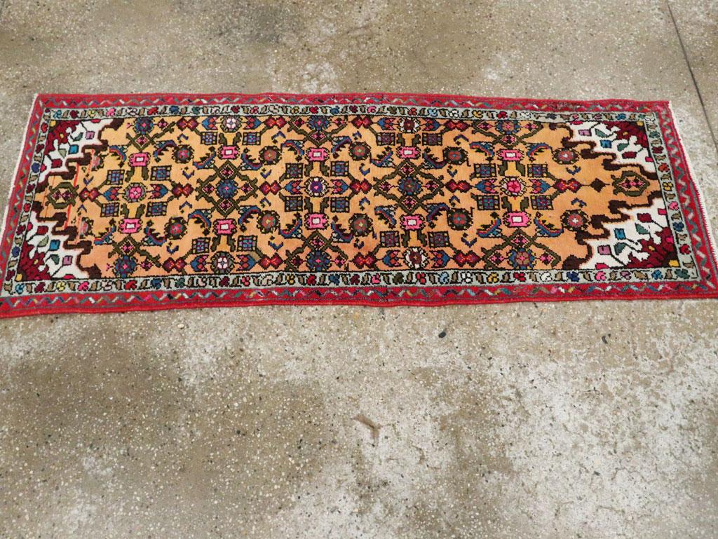 Wool Mid-20th Century Handmade Persian Hamadan Throw Rug For Sale