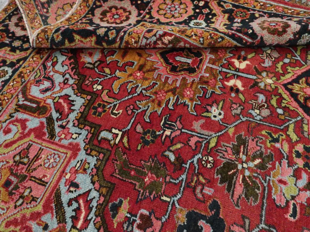 Mid-20th Century, Handmade Persian Heriz Accent Rug For Sale 4