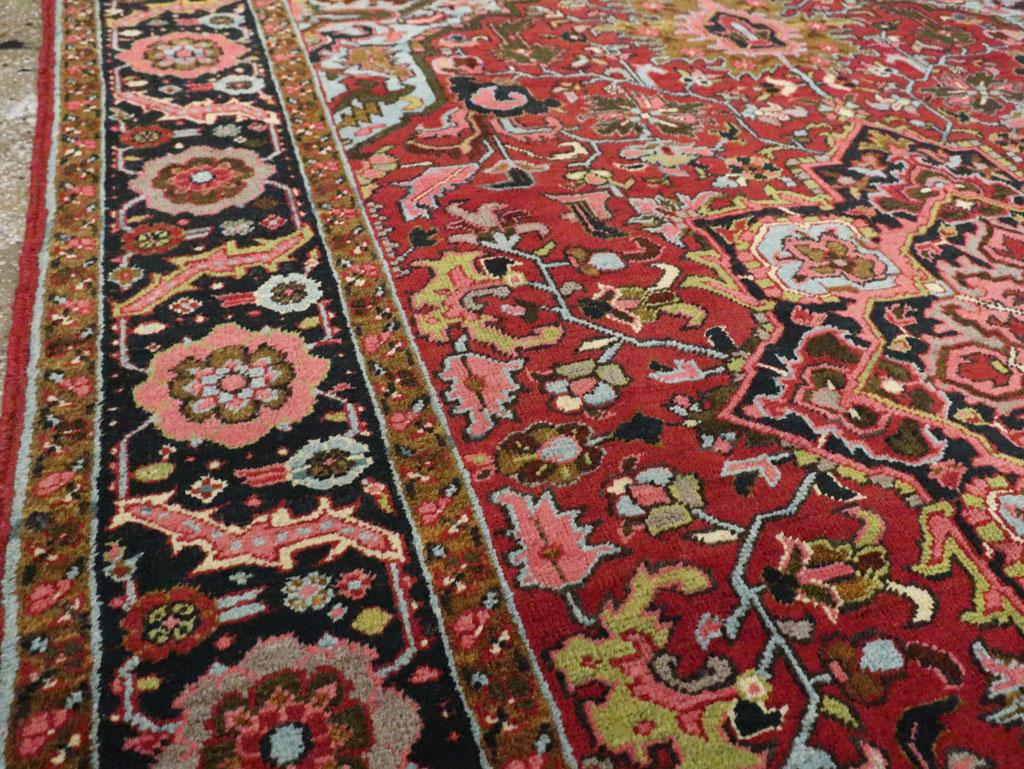 Wool Mid-20th Century, Handmade Persian Heriz Accent Rug For Sale