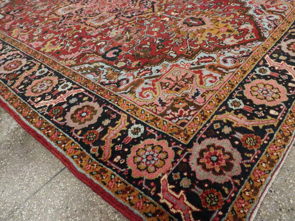 Mid-20th Century, Handmade Persian Heriz Accent Rug For Sale 2