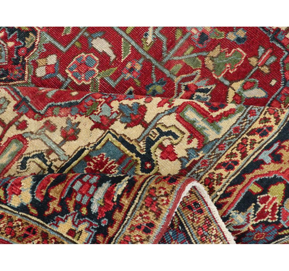 Mid-20th Century Handmade Persian Heriz Accent Rug For Sale 3