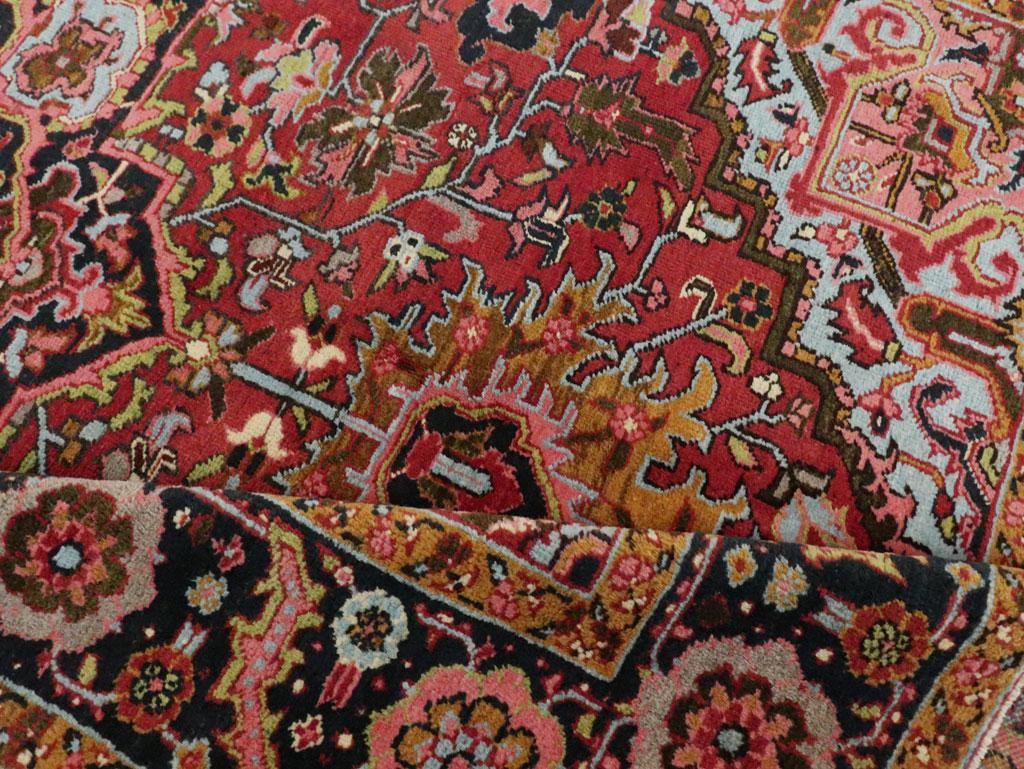 Mid-20th Century, Handmade Persian Heriz Accent Rug For Sale 3