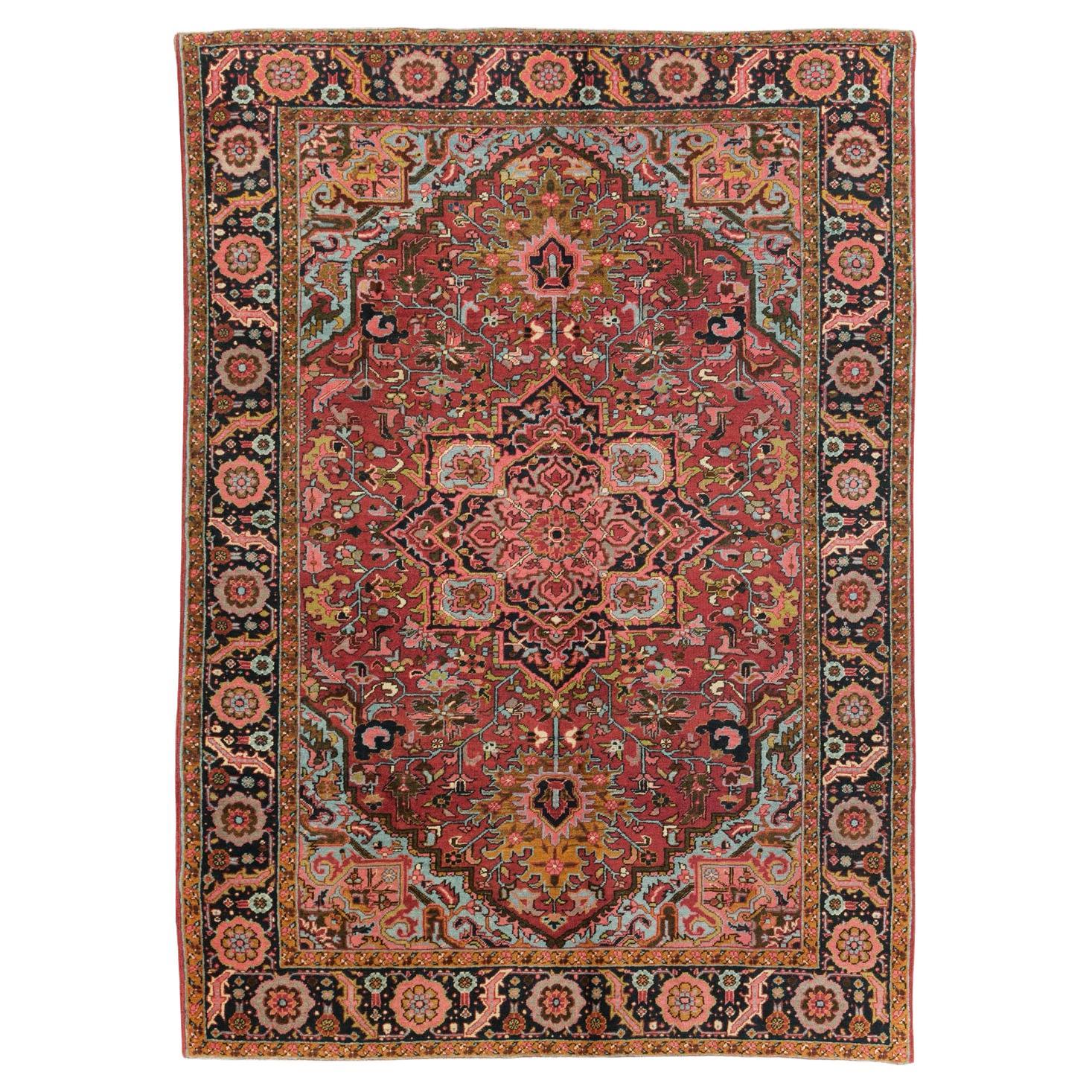 Mid-20th Century, Handmade Persian Heriz Accent Rug For Sale
