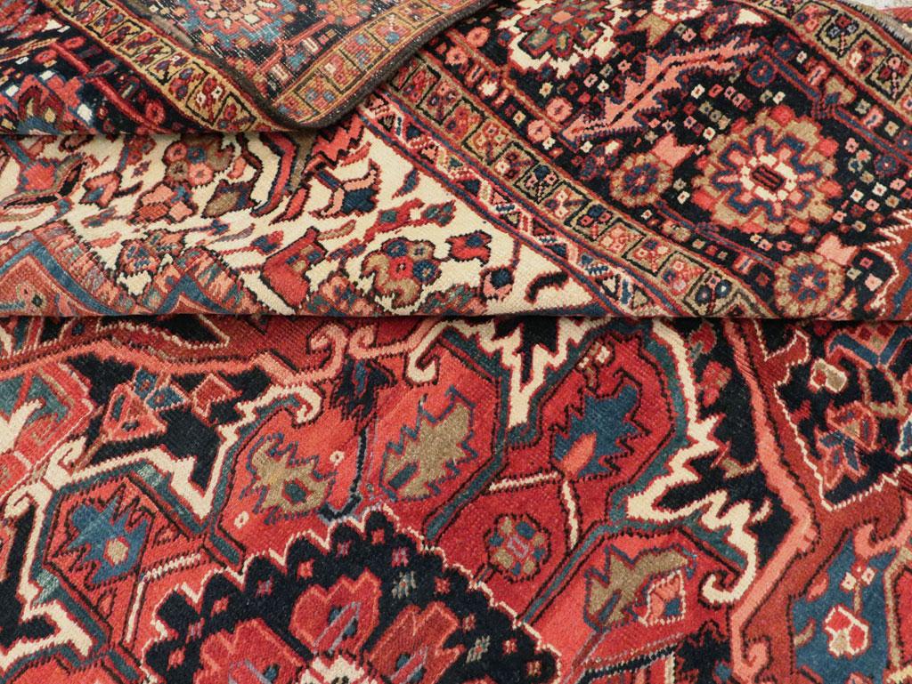 Mid-20th Century Handmade Persian Heriz Large Room Size Carpet 4