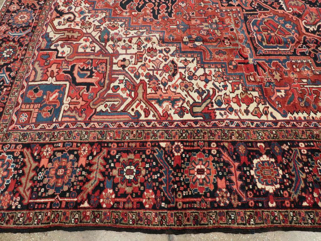 Mid-20th Century Handmade Persian Heriz Large Room Size Carpet 2