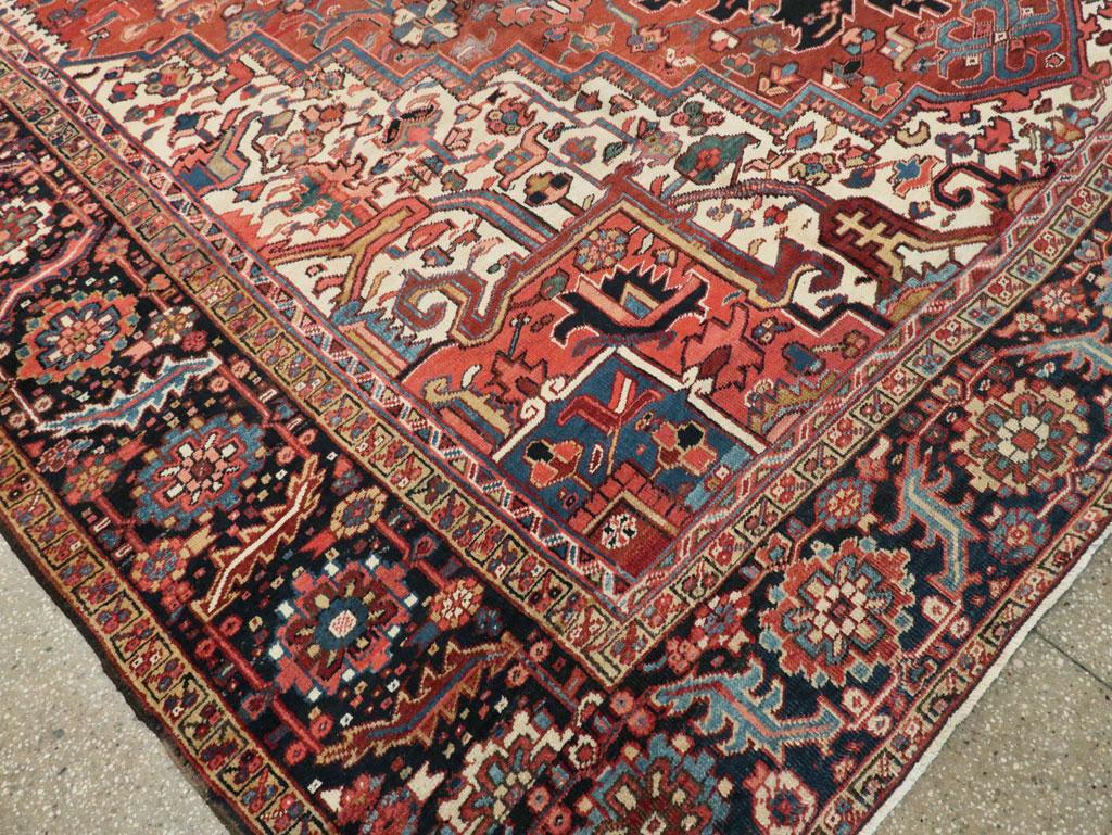 Mid-20th Century Handmade Persian Heriz Large Room Size Carpet 3
