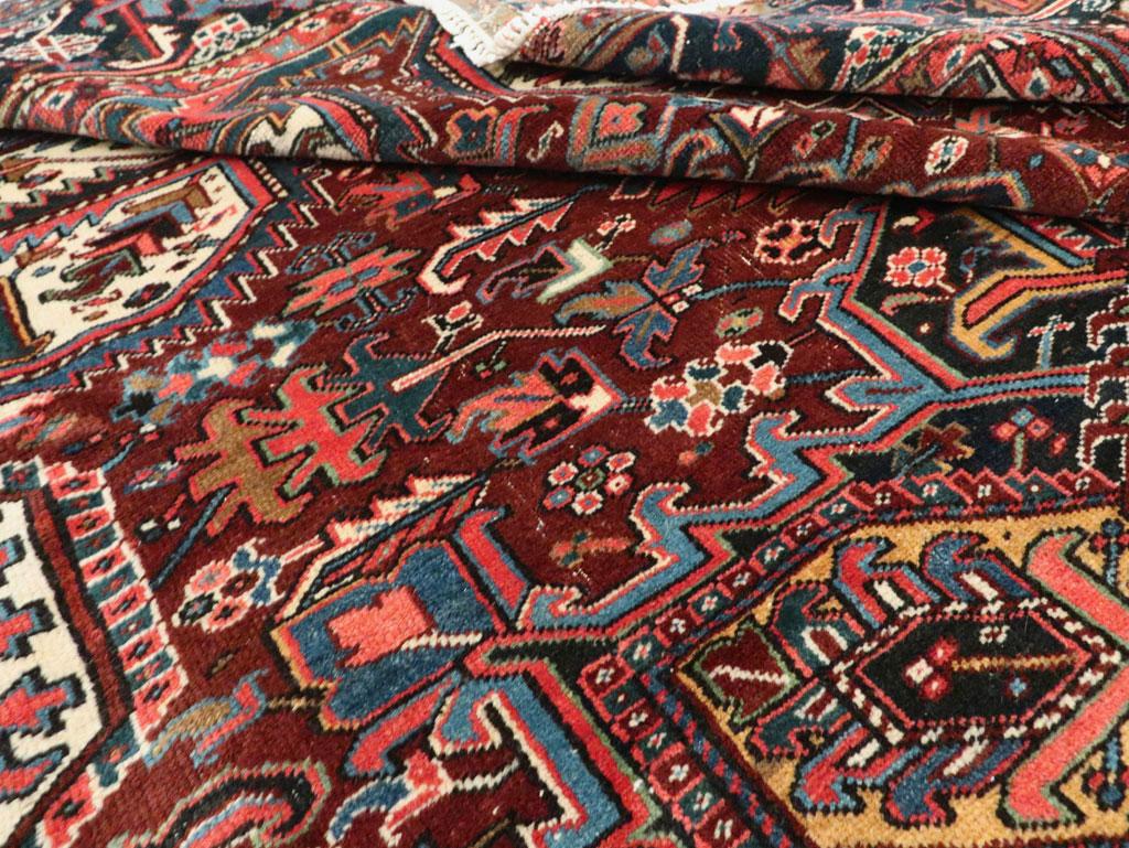 Mid-20th Century Handmade Persian Heriz Room Size Carpet 4