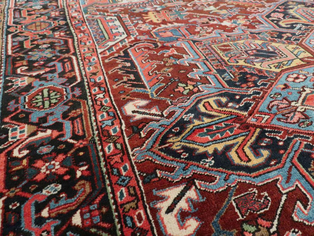 Wool Mid-20th Century Handmade Persian Heriz Room Size Carpet