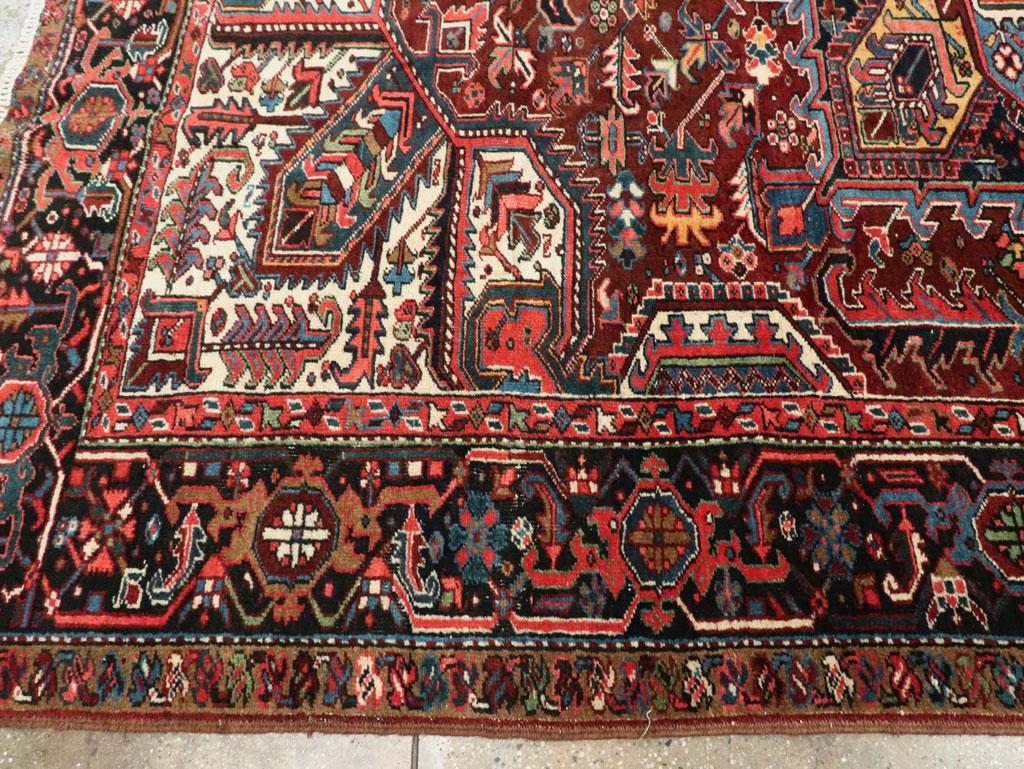 Mid-20th Century Handmade Persian Heriz Room Size Carpet 2