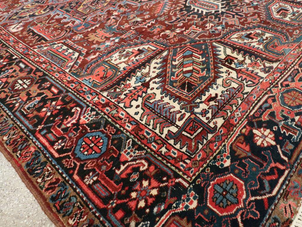 Mid-20th Century Handmade Persian Heriz Room Size Carpet 3