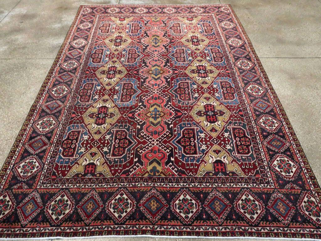 Hand-Knotted Mid-20th Century Handmade Persian Heriz Small Room Size Carpet For Sale