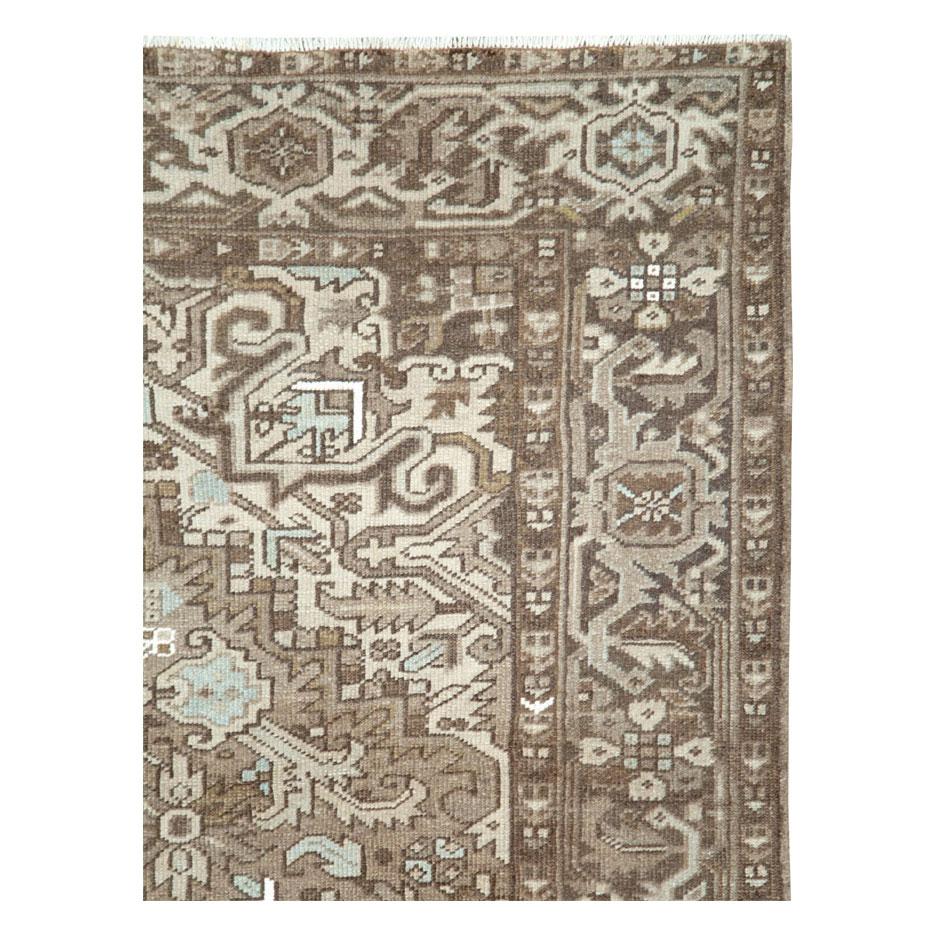 Hand-Knotted Mid-20th Century Handmade Persian Heriz Small Room Size Carpet For Sale