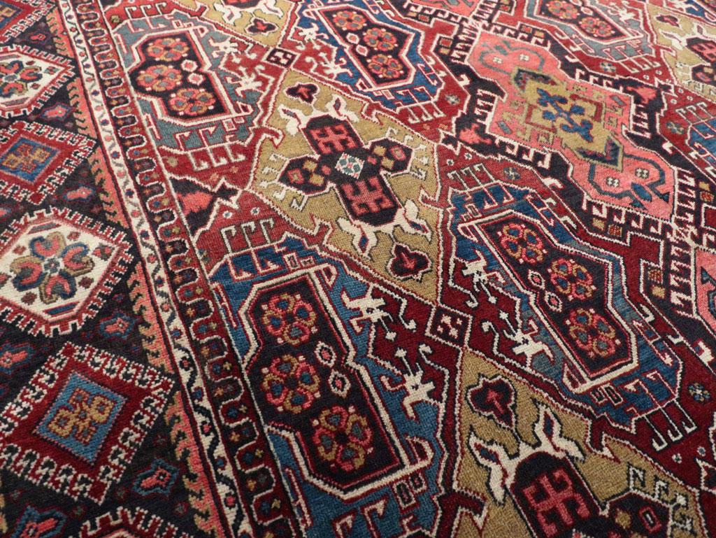 Wool Mid-20th Century Handmade Persian Heriz Small Room Size Carpet For Sale