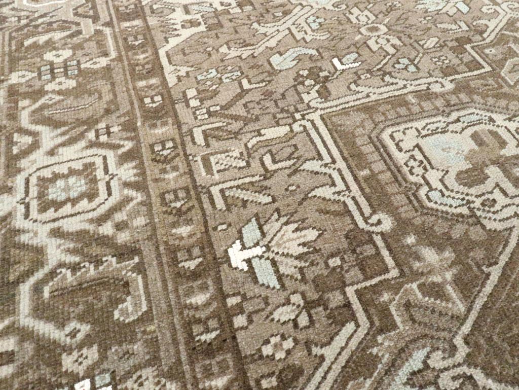 Wool Mid-20th Century Handmade Persian Heriz Small Room Size Carpet For Sale