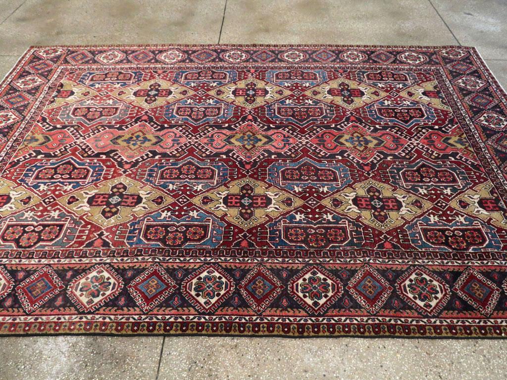 Mid-20th Century Handmade Persian Heriz Small Room Size Carpet For Sale 1