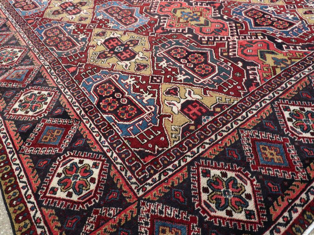 Mid-20th Century Handmade Persian Heriz Small Room Size Carpet For Sale 3