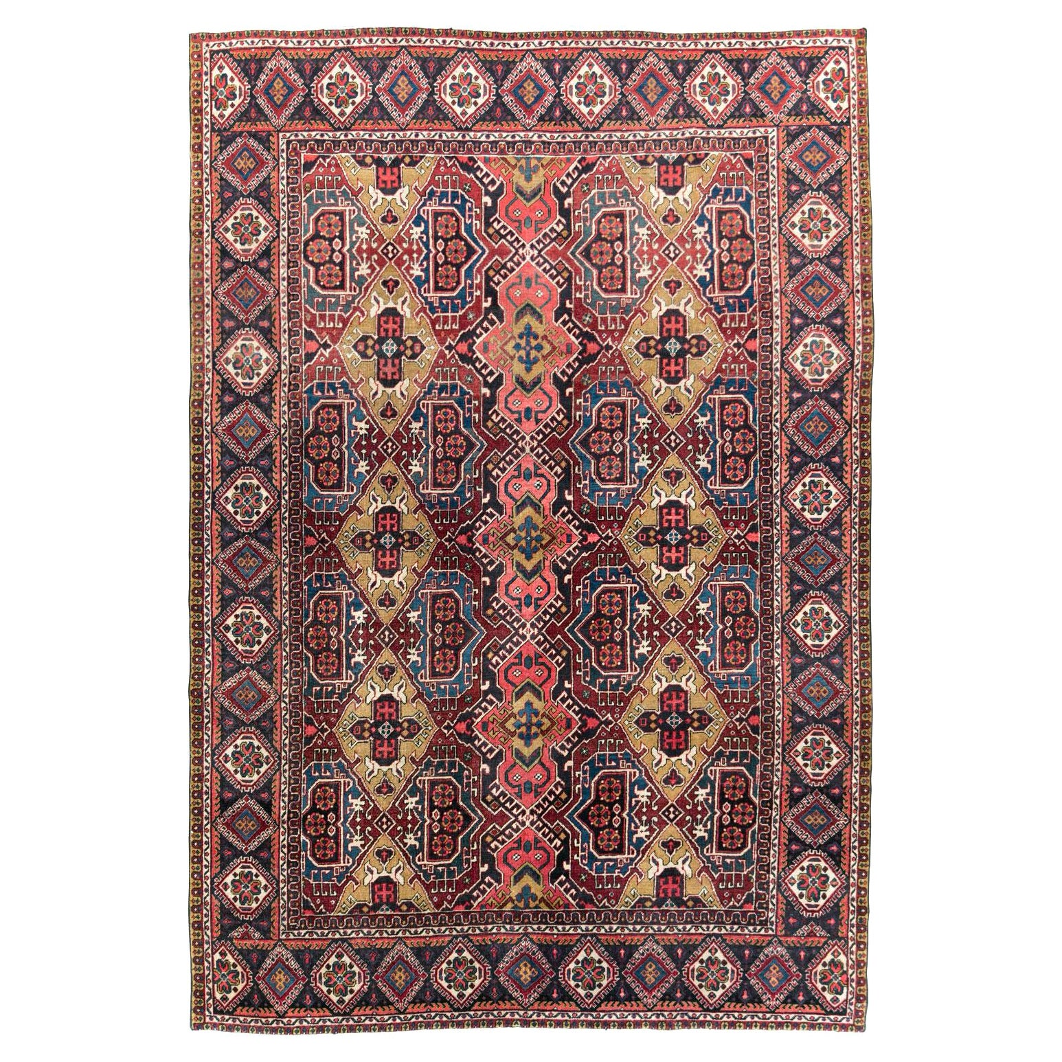 Mid-20th Century Handmade Persian Heriz Small Room Size Carpet