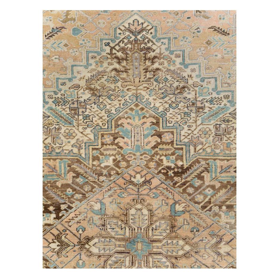 A vintage Persian Heriz square room size carpet handmade during the mid-20th century.

Measures: 12' 0