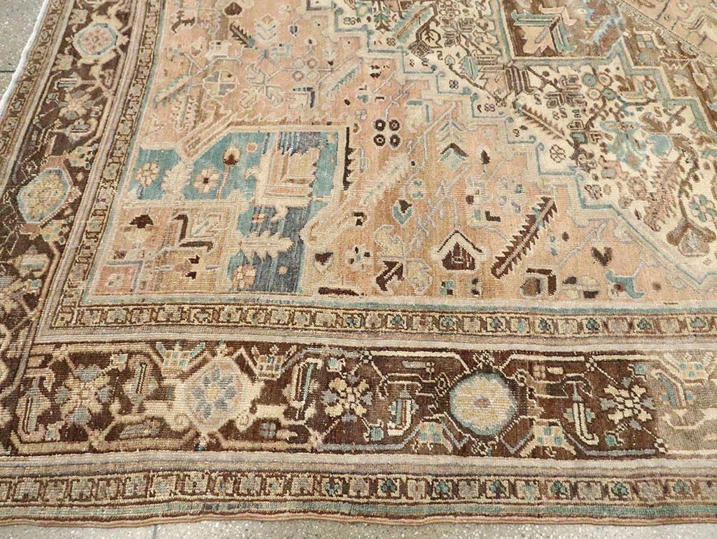 Mid-20th Century Handmade Persian Heriz Square Room Size Carpet For Sale 1