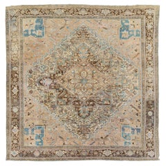 Retro Mid-20th Century Handmade Persian Heriz Square Room Size Carpet