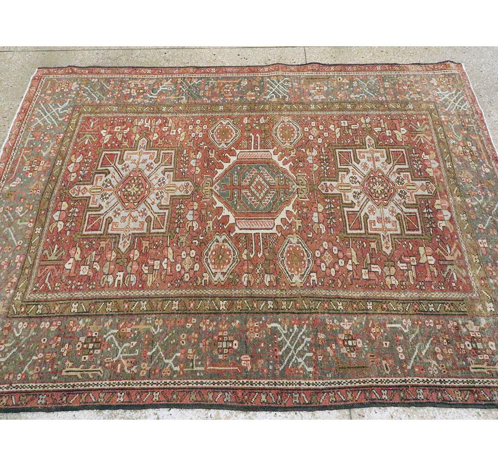 Hand-Knotted Mid-20th Century Handmade Persian Karajeh Accent Rug For Sale