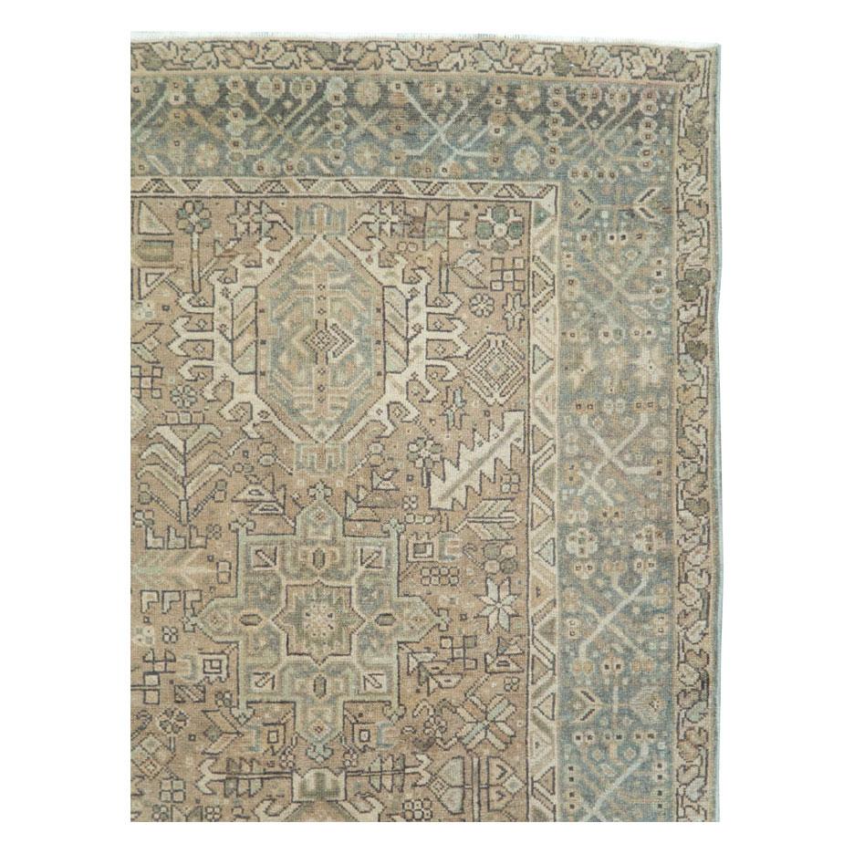Hand-Knotted Mid-20th Century Handmade Persian Karajeh Room Size Carpet in Grey and Brown For Sale