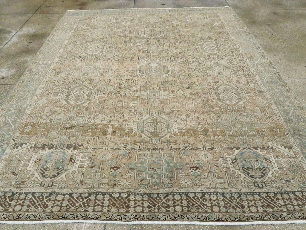 Mid-20th Century Handmade Persian Karajeh Room Size Carpet in Grey and Brown In Excellent Condition For Sale In New York, NY
