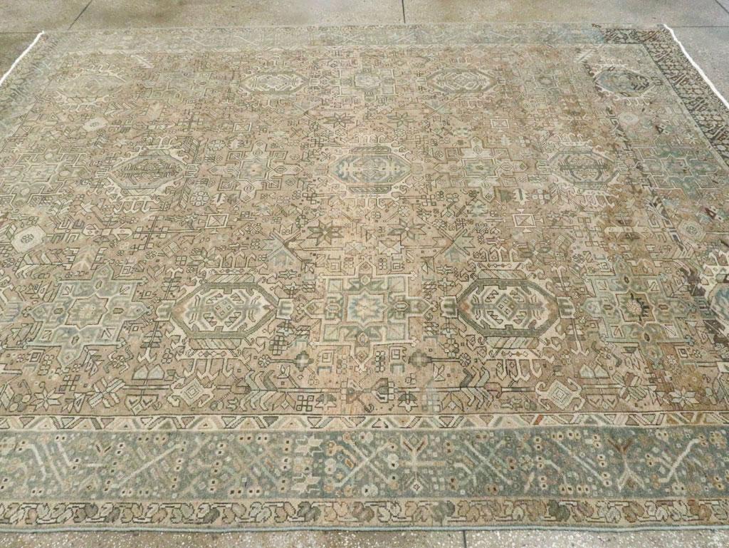 Mid-20th Century Handmade Persian Karajeh Room Size Carpet in Grey and Brown For Sale 1