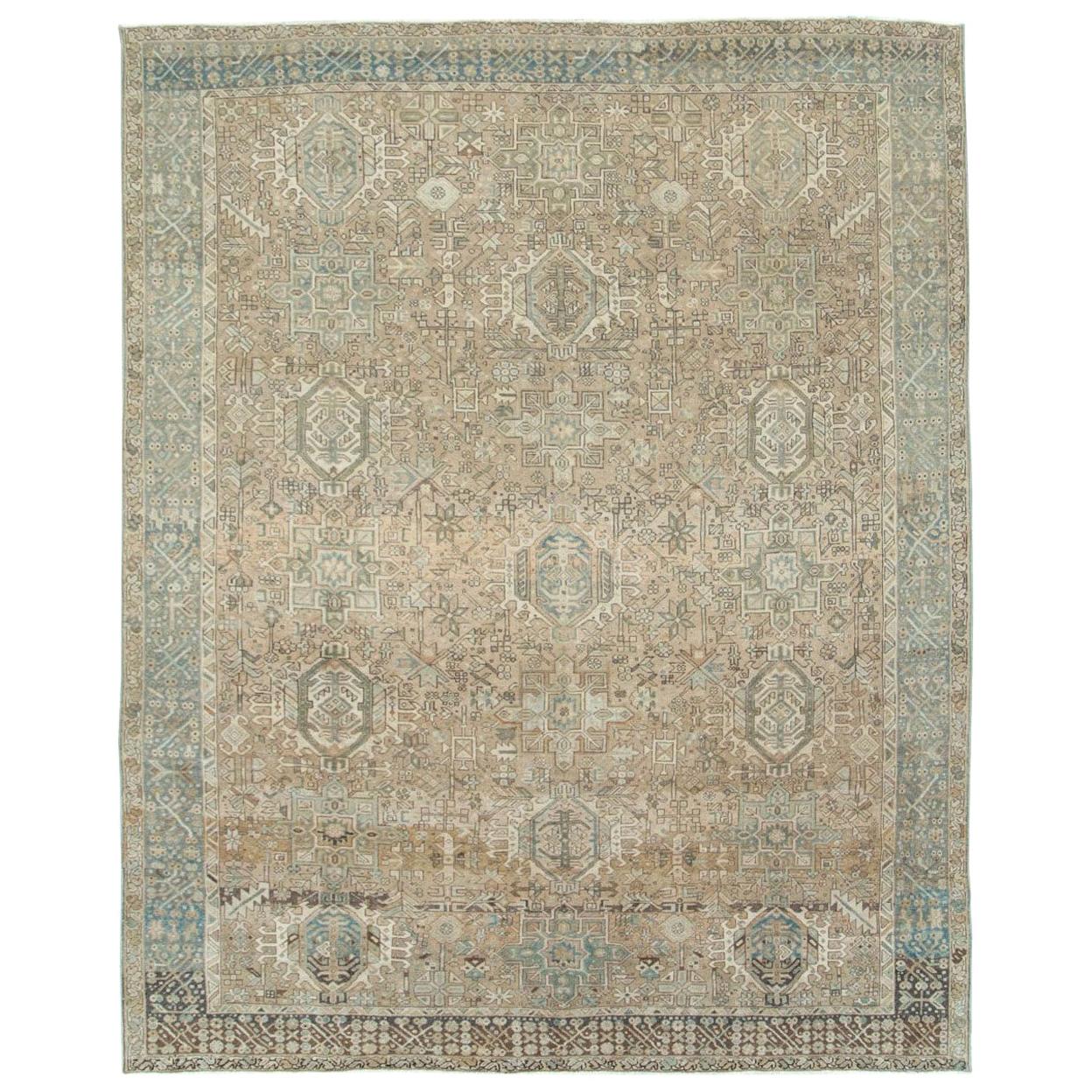 Mid-20th Century Handmade Persian Karajeh Room Size Carpet in Grey and Brown For Sale