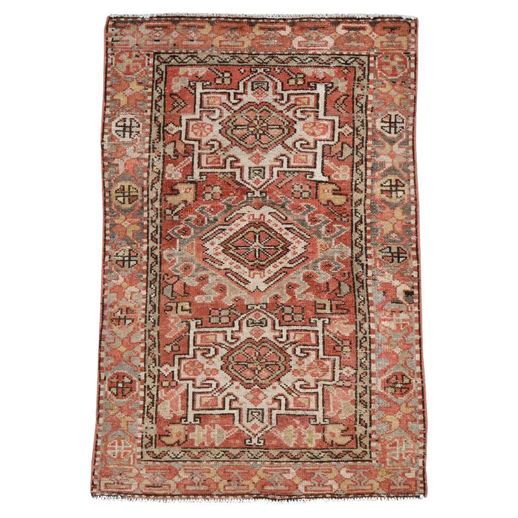 Mid-20th Century Handmade Persian Karajeh Throw Rug For Sale