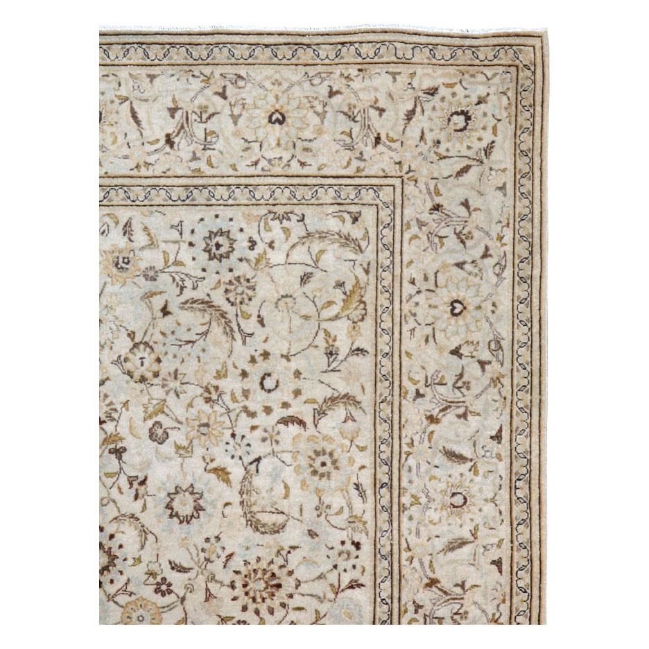Hand-Knotted Mid-20th Century Handmade Persian Kashan Accent Rug For Sale