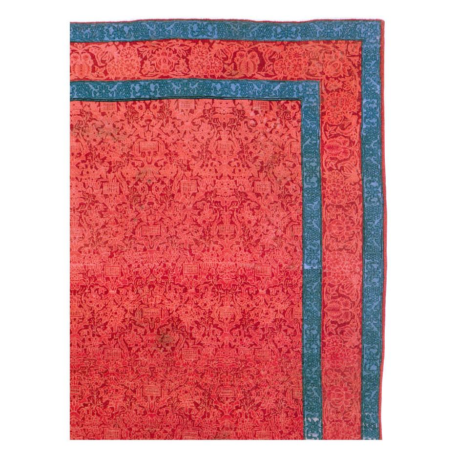 Kleiner handgefertigter persischer Kashan-Teppich im Art-déco-Stil, mittleres 20. Jahrhundert (Art déco) im Angebot