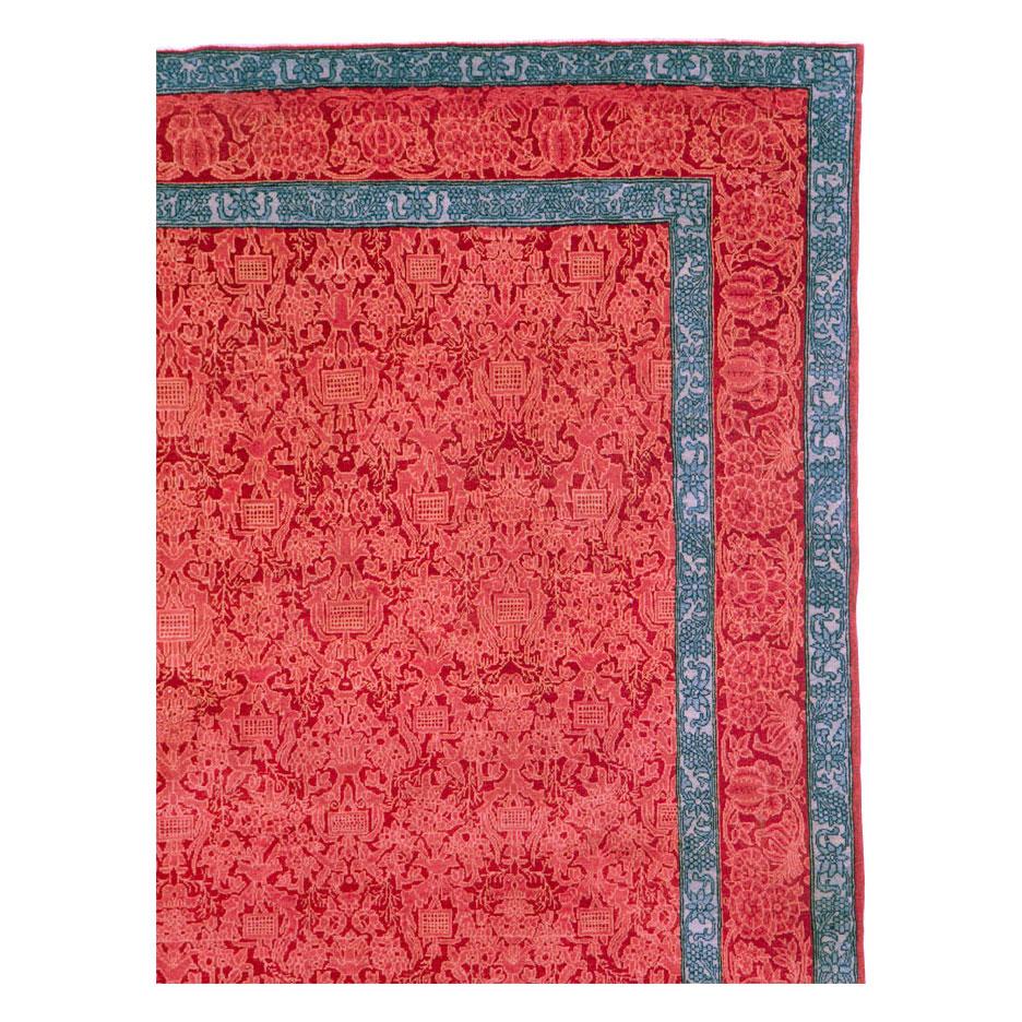 Kleiner handgefertigter persischer Kashan-Teppich im Art-déco-Stil, mittleres 20. Jahrhundert (Persisch) im Angebot