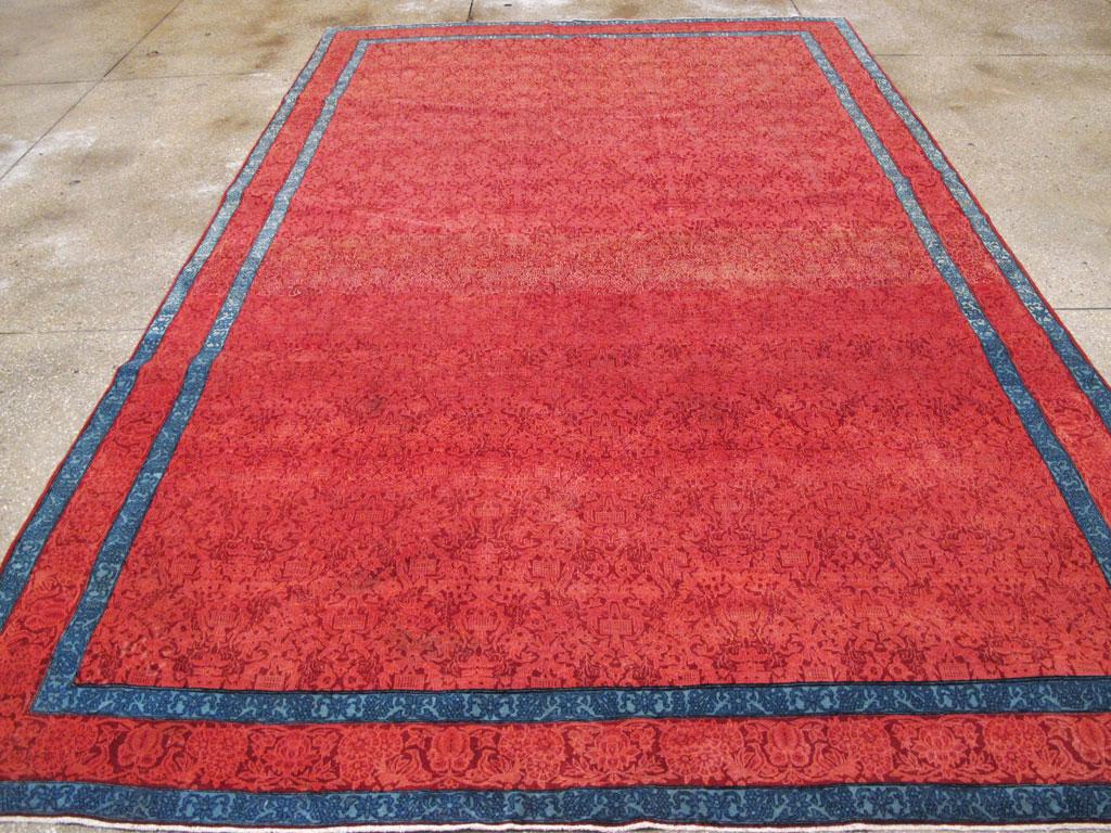 Wool Mid-20th Century Handmade Persian Kashan Art Deco Style Small Room Size Carpet For Sale