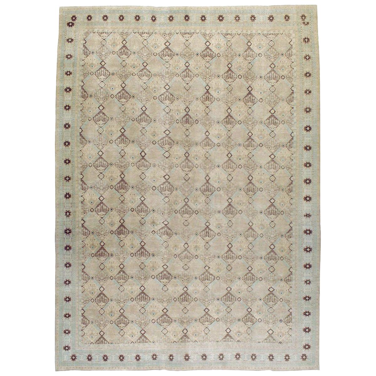 Mid-20th Century Handmade Persian Kashan Large Room Size Carpet