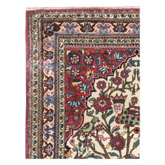 Mid-20th Century Handmade Persian Kashan Pictorial Throw Rug