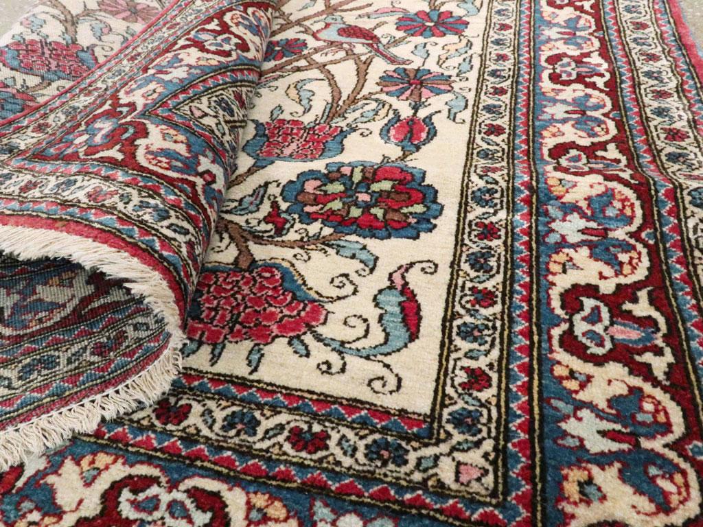 Mid-20th Century Handmade Persian Kashan Pictorial Throw Rug For Sale 1