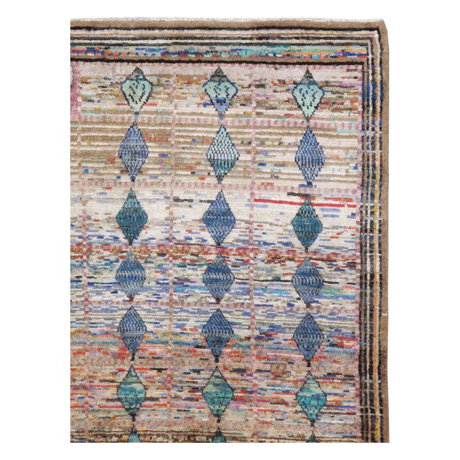 Modern Mid-20th Century Handmade Persian Kashan Small Room Size Accent Rug