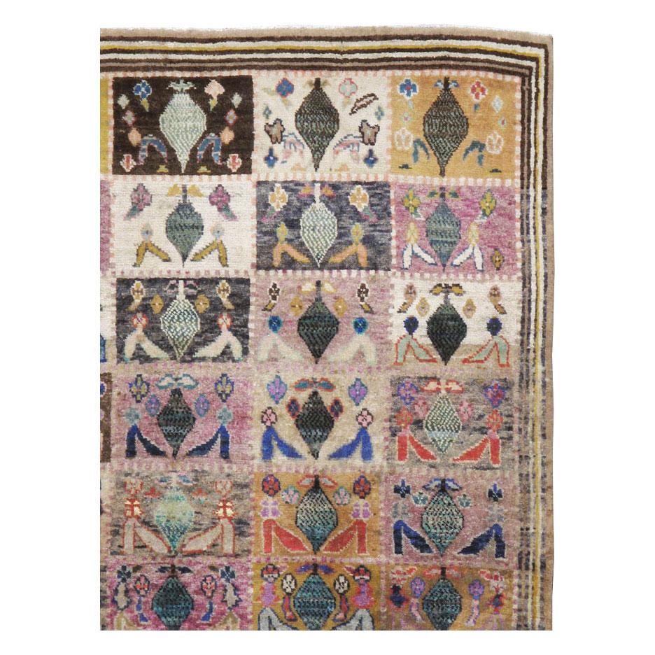 Hand-Knotted Mid-20th Century Handmade Persian Kashan Small Room Size Accent Rug