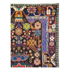 Vibrant Mid-20th Century Handmade Persian Kashan Throw Rug