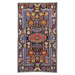 Vintage Vibrant Mid-20th Century Handmade Persian Kashan Throw Rug