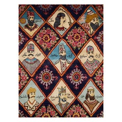 Mid-20th Century Handmade Persian Kerman Pictorial Accent Rug