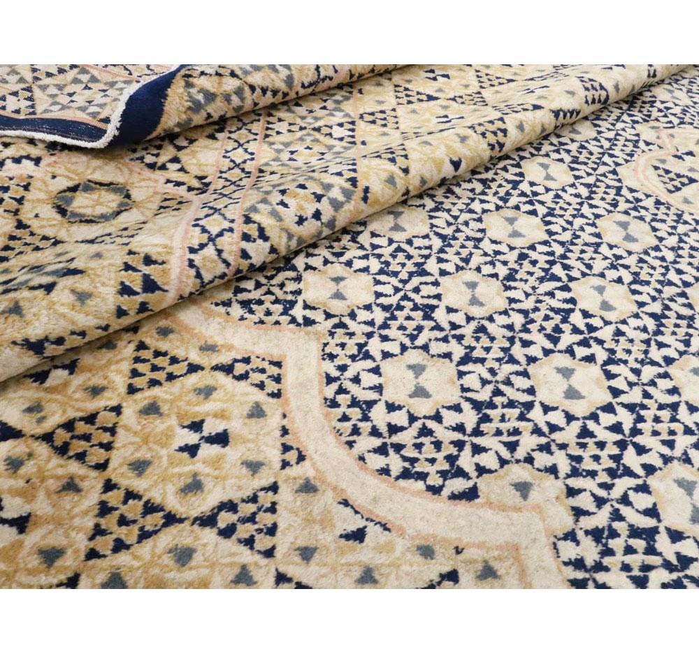 Mid-20th Century Handmade Persian Kerman Room Size Carpet 4